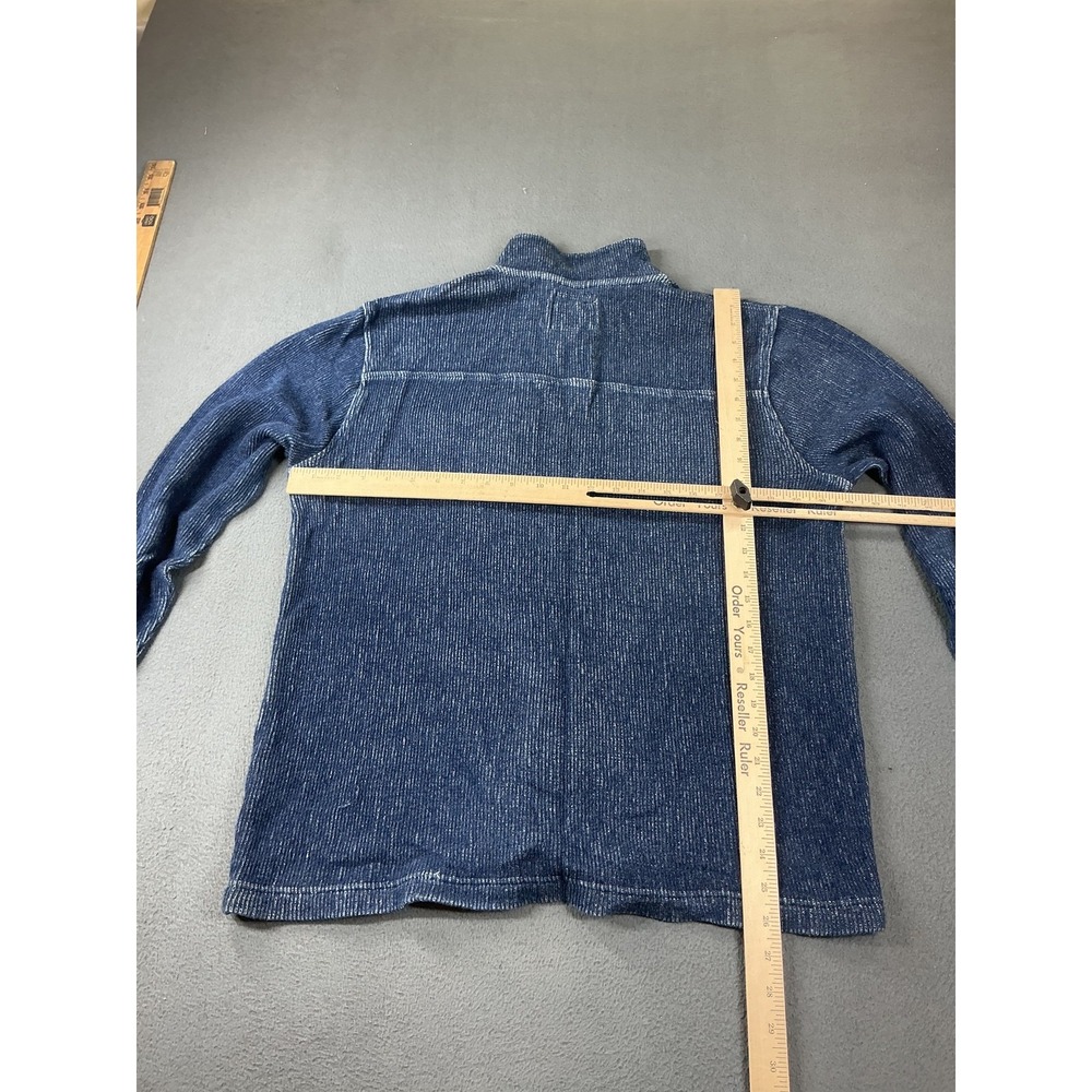 Lucky Brand Sweater Mens L Blue Henley Mock Neck Button Pocket Knit Lightweight - Picture 7 of 10